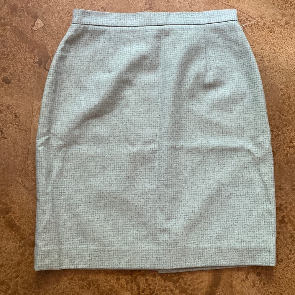 FOCUS 2000 Charles Glueck mint and grey houndstooth wool pencil skirt